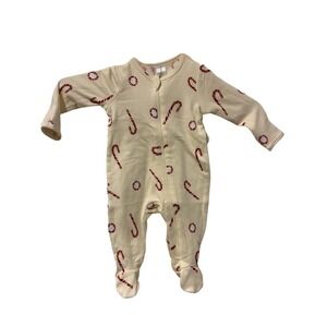Modern Moments by Gerber Baby Candy Cane Footed Sleeper Winter White 0-3M NWT